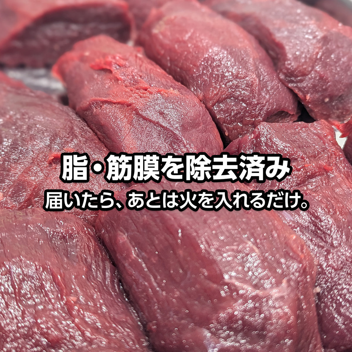余分な脂と筋膜を除去し、下処理を済ませた国産鹿肉